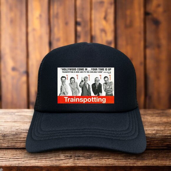 Trainspotting Mens Trucker Hat Black Snapback 90s Cult Film Original Poster - Picture 1 of 4